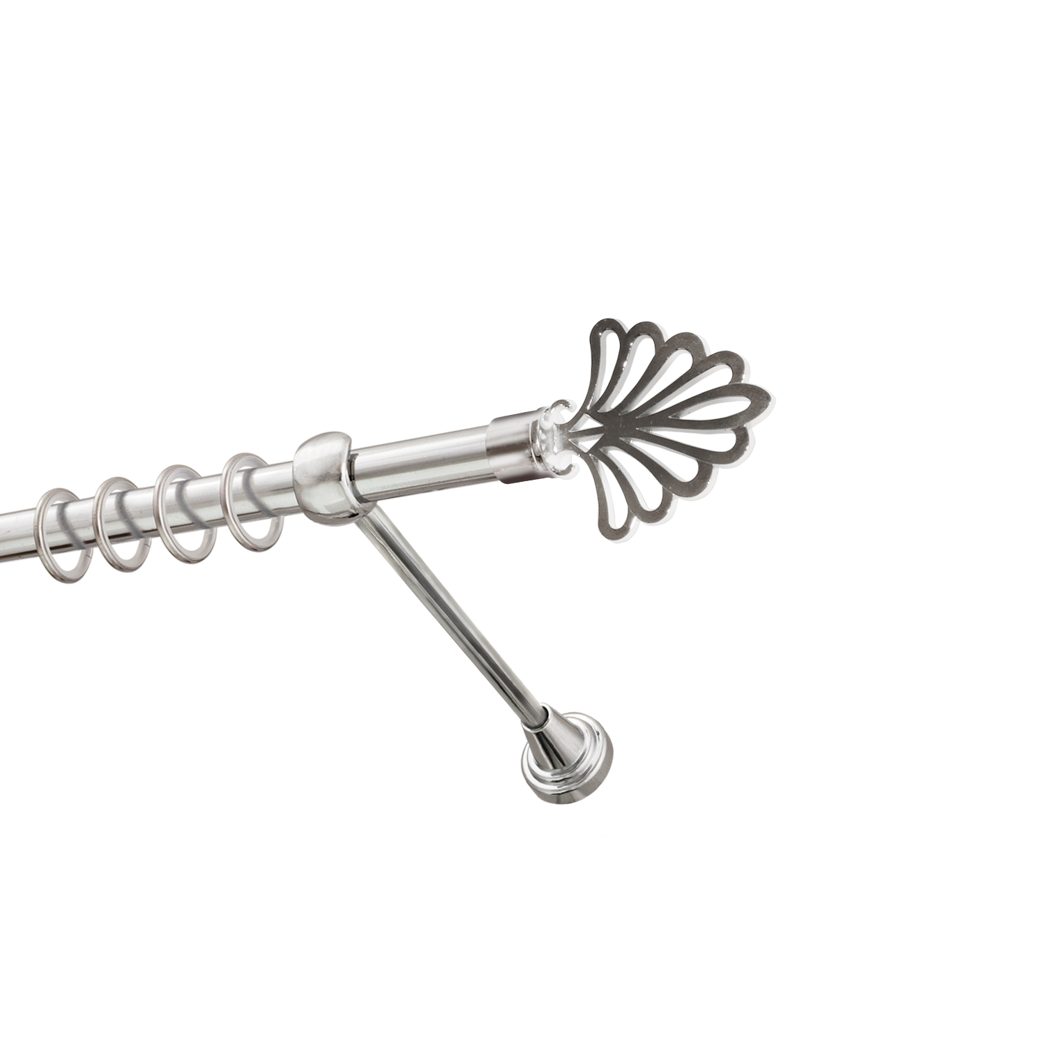 Металлический карниз для штор Бутик, однорядный 16 мм, серебро, гладкая штанга, длина 240 см - фото Wikidecor.ru
